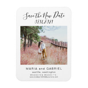 Simple Script  Wedding Save the New Date Photo Magnet