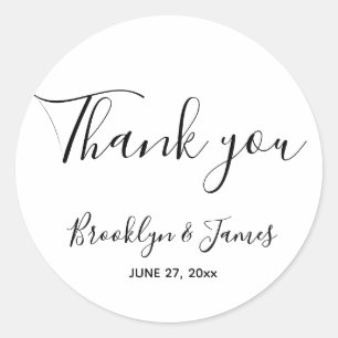 Simple Script Wedding Stickers Round
