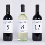 Simple Script Wedding Table Number Wine Bottle<br><div class="desc">Minimalist Simple | Personalised Wine Bottle Table Number Labels (1) Single Label Size: approx. 3.25" x 4.25" on the 14" x 14" decal sheet. (2) You are able to enter up to 12 table numbers. (3) It takes a while to update the preview. (4) For further customisation, please use Zazzle's...</div>