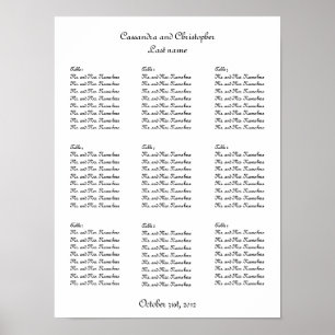 Simple script wedding table seating elegant poster