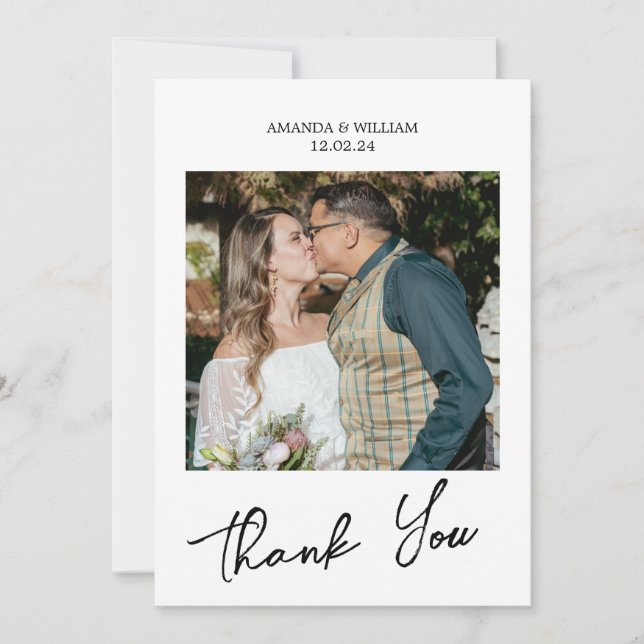 Simple Script Wedding Thank You Card (Front)