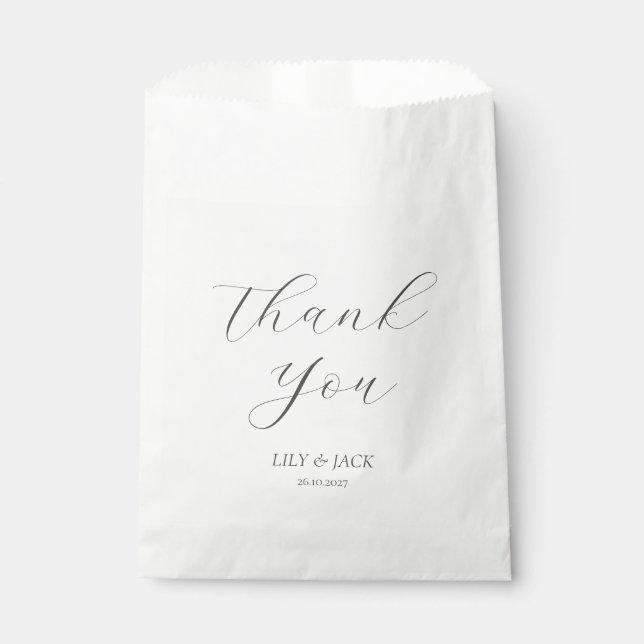 Simple Script Wedding Thank you Favour Bag (Front)