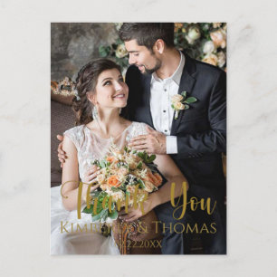 Simple Script Wedding Thank You  Postcard