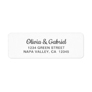 Simple Script. White black Wedding Return Address