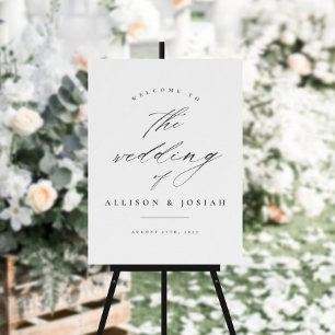 Simple Script White Budget Wedding Welcome Poster