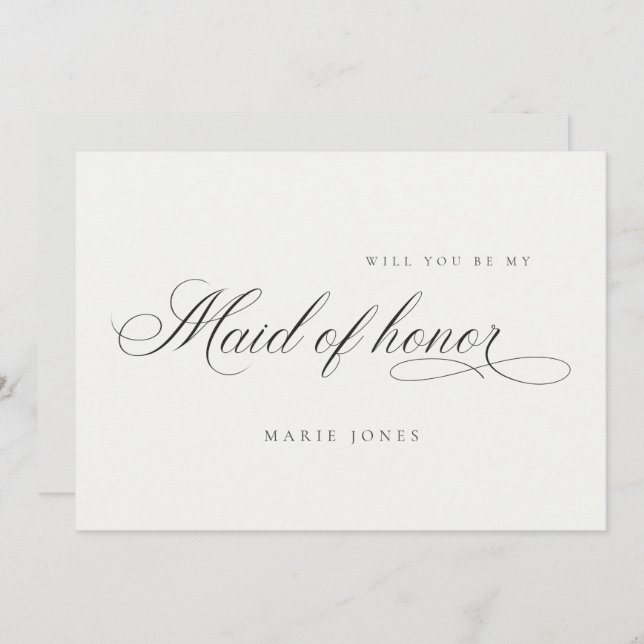 Simple Script Will you be my Maid of Honour Card (Front/Back)