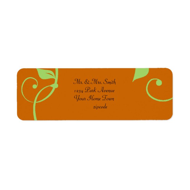 Simple Scrolling Vine Burnt Pumpkin Label (Front)