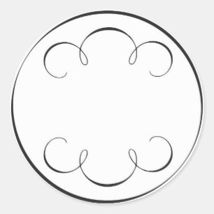simple scrolls classic round sticker