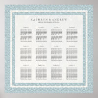 Simple Sea Blue and White Seigaiha Seating Chart