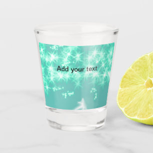 Simple sea blueglitter sparkle stars add your text shot glass