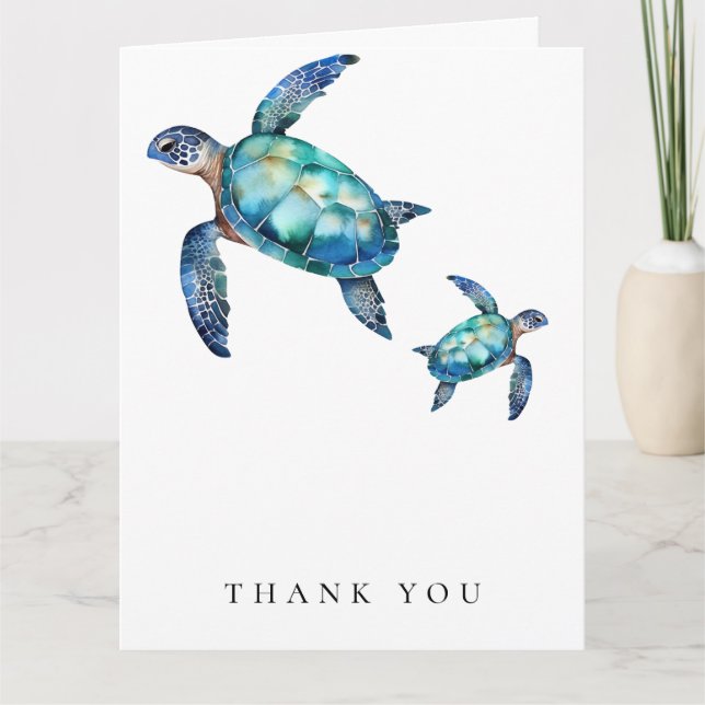 Simple Sea Turtle Folded Thank You  (Front)