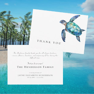 Simple Sea Turtle Funeral Thank You Card