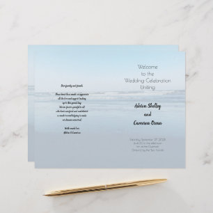 Simple Seacoast Ceremony Folded Wedding Program