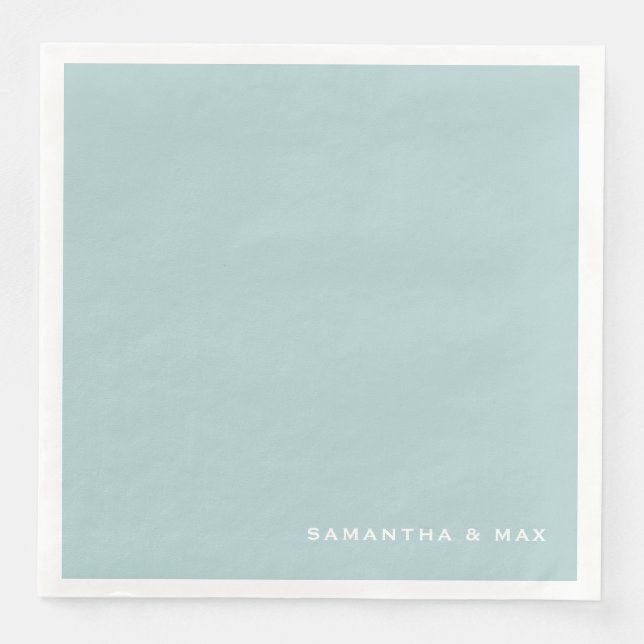 Simple Seafoam Couple Names Dinner Napkin (Front)