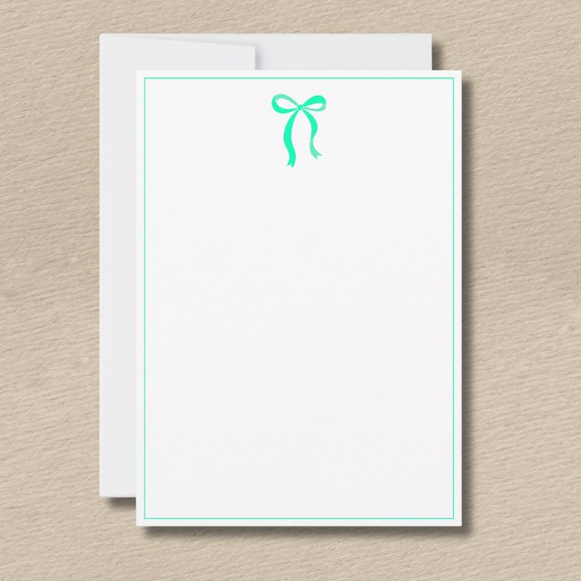 Simple Seafoam Green Bow Thin Border No text Card (Creator Uploaded)