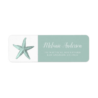 Simple Seaglass Watercolor Starfish Return Address