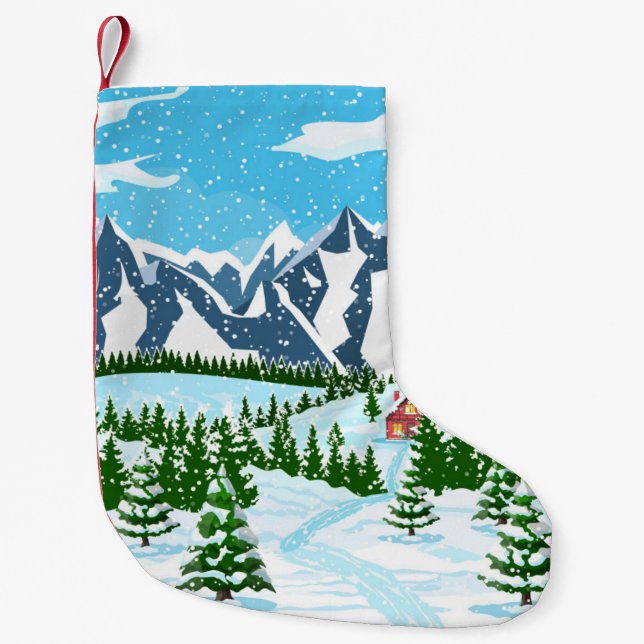 Simple seamless background - old fashion hand-draw small christmas stocking (Front)