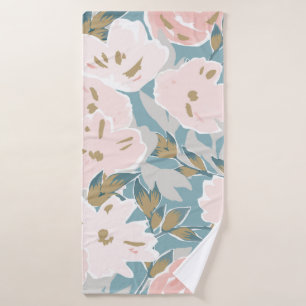 Simple seamless pattern of hand drawn gouache flow bath towel