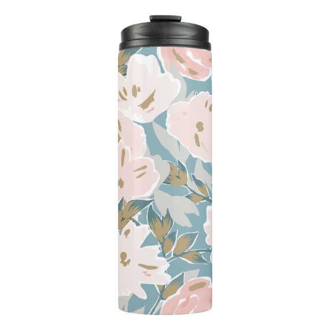 Simple seamless pattern of hand drawn gouache flow thermal tumbler (Front)
