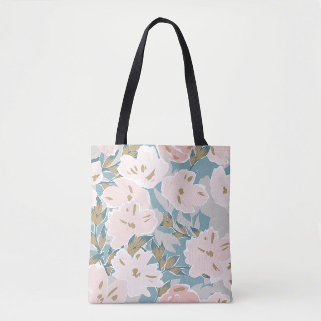 Simple seamless pattern of hand drawn gouache flow tote bag (Front)