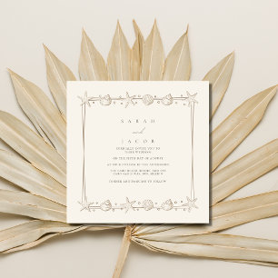 Simple Seashell Border Beach Wedding Invitation