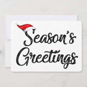 Simple Season's Greetings with Santa Hat Holiday Card