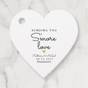 Simple sending you s'more love heart shaped favour tags