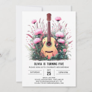 Simple Serenade Guitar Birthday Invitation