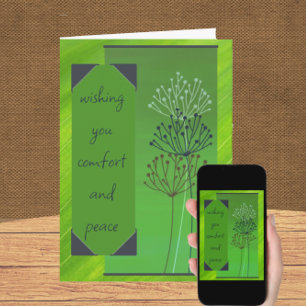 Simple Serene Green Floral Sympathy Card