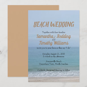 Simple Serene Ocean Beach Wedding Invitation