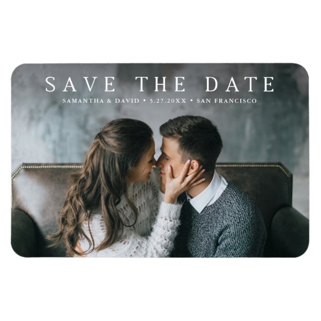 Simple Serif | Elegant Classic Photo Save the Date Magnet (Horizontal)