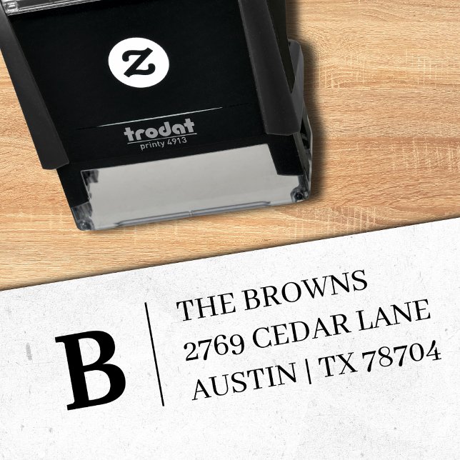 Simple Serif Monogram Address Rubber Stamp (Creator Uploaded)