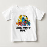Simple Sesame Street Pals 1st Birthday Baby T-Shirt<br><div class="desc">This adorable baby t-shirt features Elmo, Big Bird, and Cookie Monster from Sesame Street alongside the phrase "Birthday Boy." With its vibrant colours and playful design, this t-shirt is perfect for celebrating a little one's special day. Ideal for a Sesame Street-themed birthday party, it makes a charming and memorable outfit...</div>