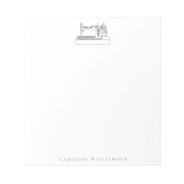 Simple Sewing Machine Quilter Personalised Name  Notepad (Front)