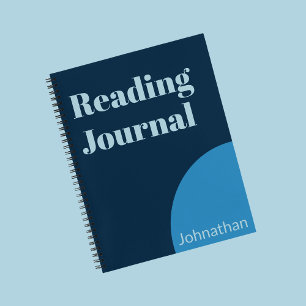 Simple Shades of Blue Name on Reading Journal