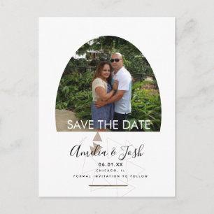 Simple Shapes Arch Save the Date Photo Postcard