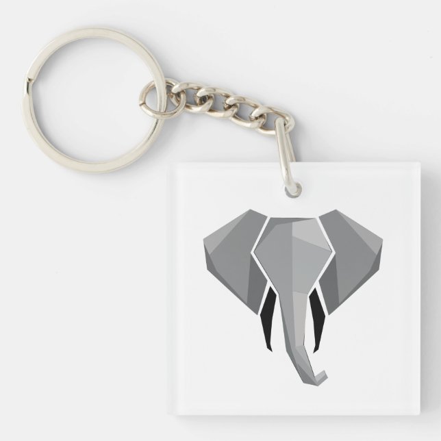 Simple Shapes Geometrics Elephant Head  Key Ring (Front)