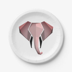Simple Shapes Geometrics Elephant Head  Paper Plate