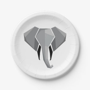 Simple Shapes Geometrics Elephant Head  Paper Plate