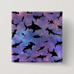 Simple shark fish jaws whale ocean galaxy pattern 15 cm square badge