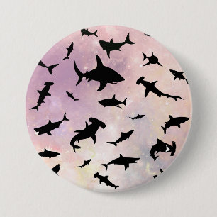 Simple shark fish jaws whale ocean galaxy pattern 7.5 cm round badge