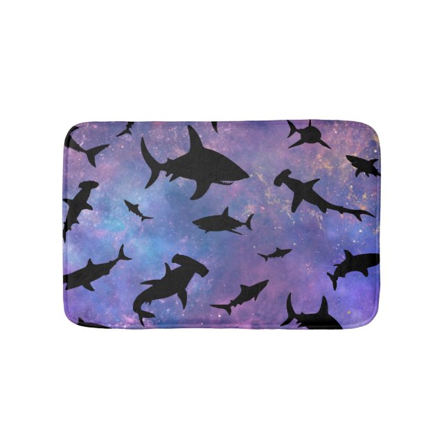 Simple shark fish jaws whale ocean galaxy pattern bath mat (Front)