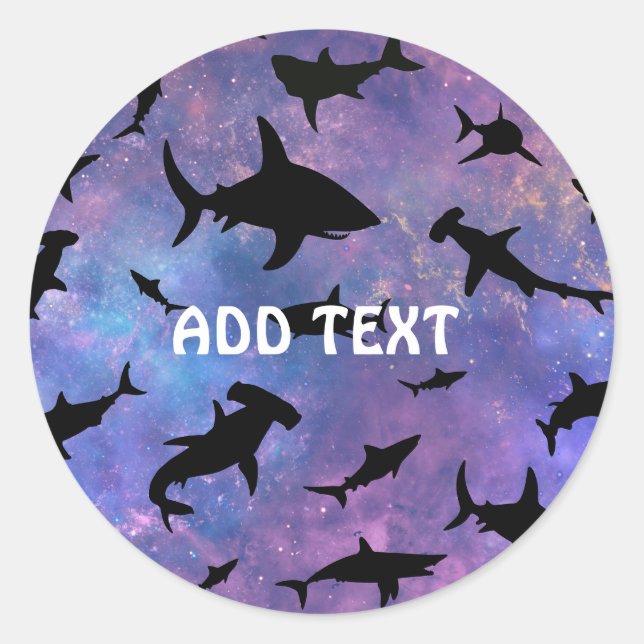 Simple shark fish jaws whale ocean galaxy pattern classic round sticker (Front)