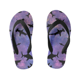 Simple shark fish jaws whale ocean galaxy pattern kid's jandals