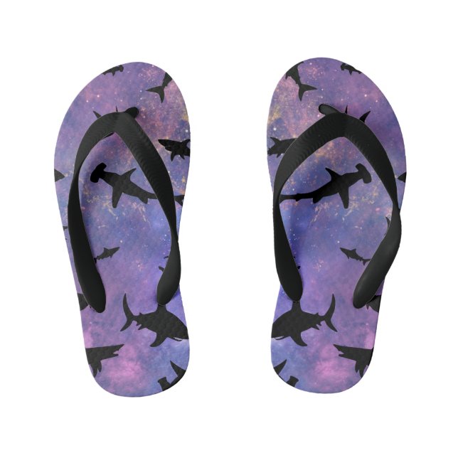 Simple shark fish jaws whale ocean galaxy pattern kid's jandals (Footbed)