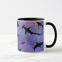 Simple shark fish jaws whale ocean galaxy pattern