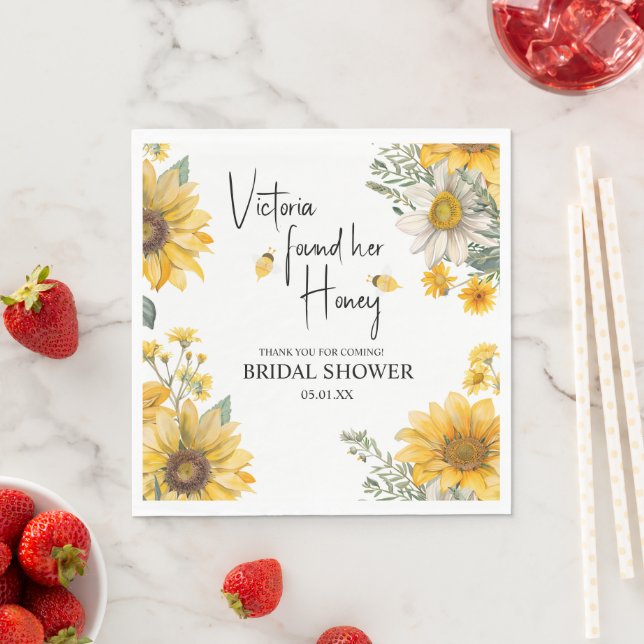 Simple She’s Found Her Honey Bee Bridal Shower Napkin (Insitu)