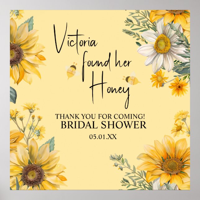 Simple She’s Found Her Honey Bee Bridal Shower Poster (Front)