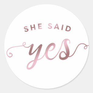 Simple She Said Yes Engagement Sticker