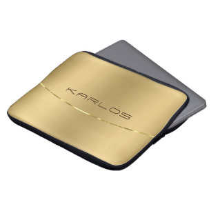 Simple shiny faux gold design laptop sleeve